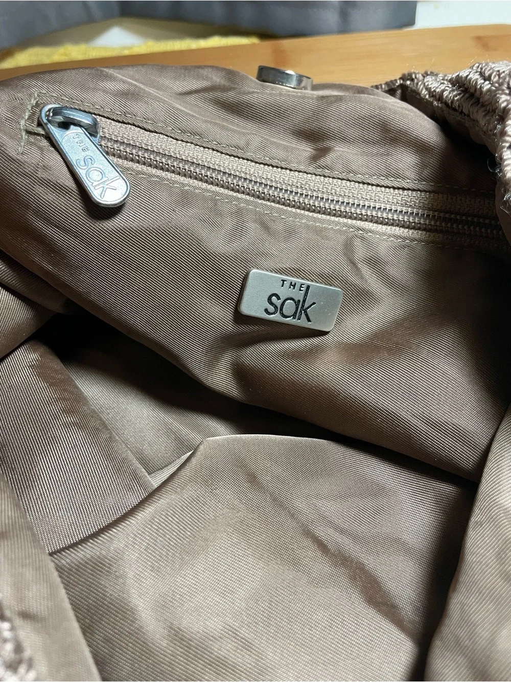 The Sak Crochet Hobo Bag in Taupe